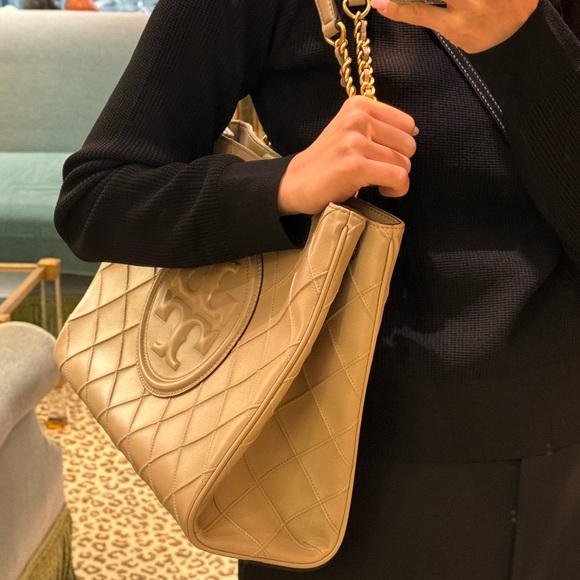 Black Quilted Leather Tote Bag - Picture 3 of 3